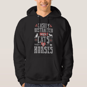 Funny Equestrian Horse and Cat Lover Gift for Wome Hoodie