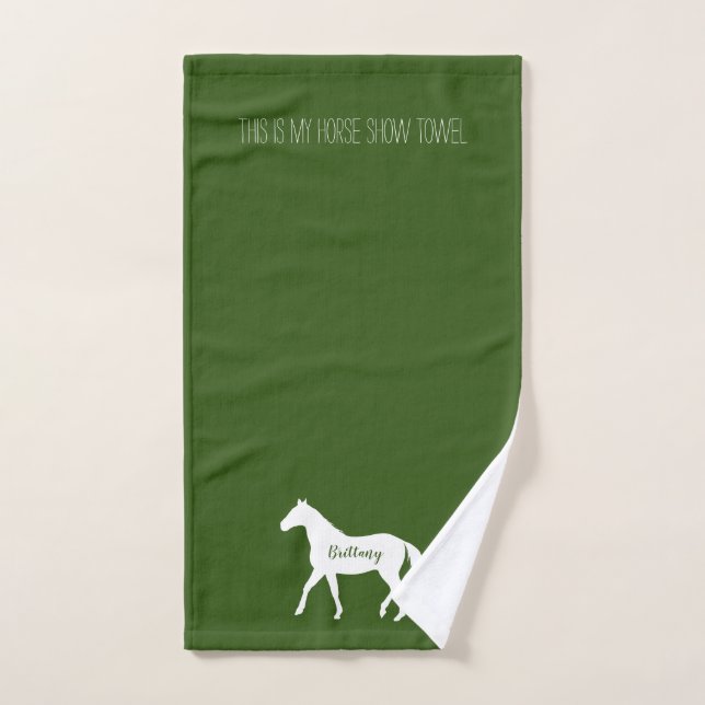 Funny Equestrian Hunter Green Name Horse Show Hand Towel (Hand Towel)