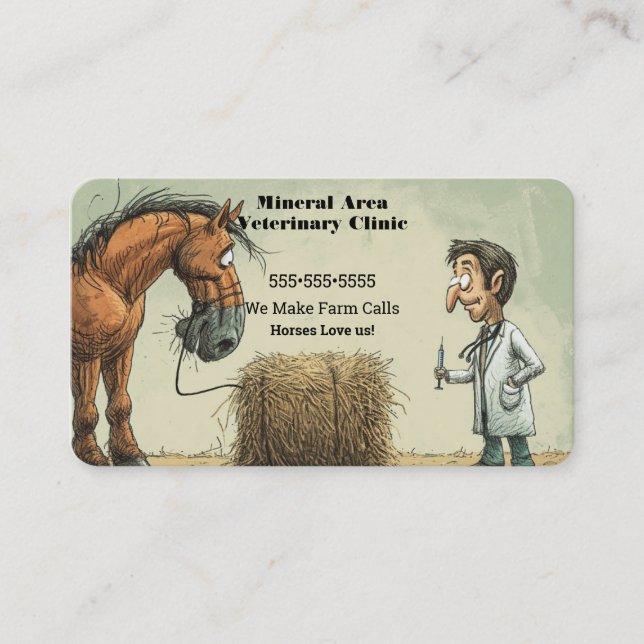 Funny Equine Veterinary Business Card (Front)