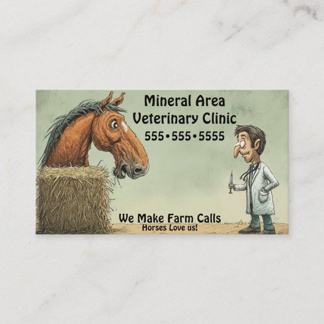 Funny Equine Veterinary Business Card (Front)