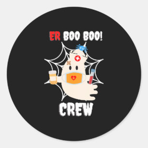 Funny ER Boo Boo Crew Nurse Halloween Cute Ghost Classic Round Sticker