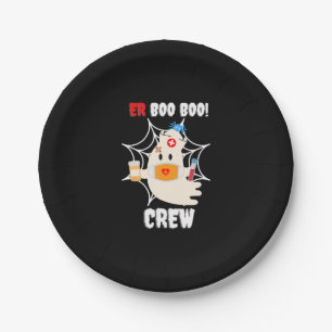Funny  ER Boo Boo Crew Nurse Halloween Cute Ghost Paper Plate