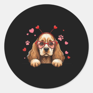 Funny Er Spaniel Heart Headband Valentine Womens M Classic Round Sticker