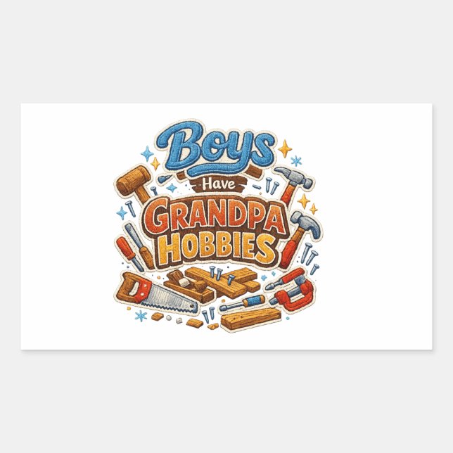Funny Era Boys Have Grandpa Hobbies PNG Granny Rectangular Sticker (Front)