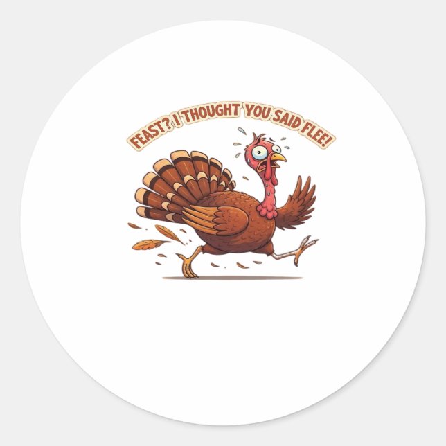 Funny Escaping Turkey Thanksgiving Classic T-Shirt Classic Round Sticker (Front)