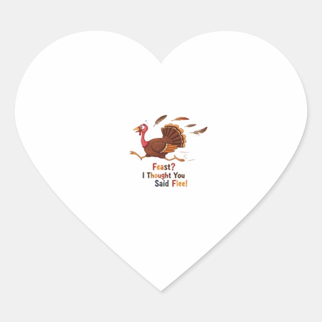 Funny Escaping Turkey Thanksgiving Classic T-Shirt Heart Sticker (Front)