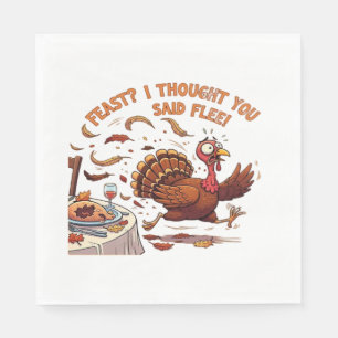 Funny Escaping Turkey Thanksgiving Classic T-Shirt Napkin