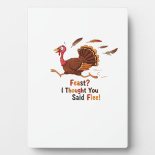 Funny Escaping Turkey Thanksgiving Classic T-Shirt Plaque