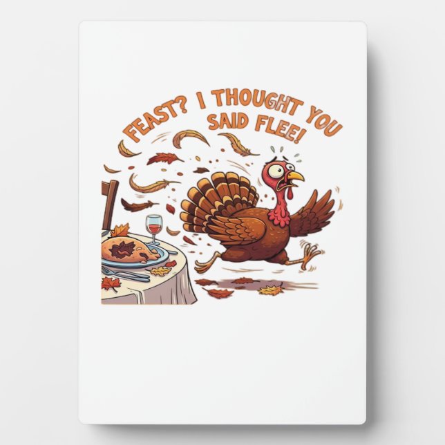 Funny Escaping Turkey Thanksgiving Classic T-Shirt Plaque (Front)