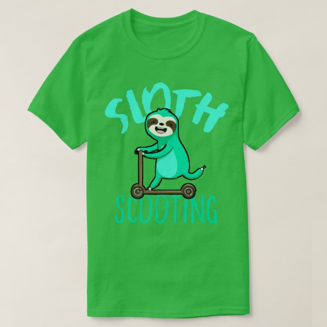 Funny EScooter Cute Kawaii Sloth Driving Scooter 2 T-Shirt (Design Front)
