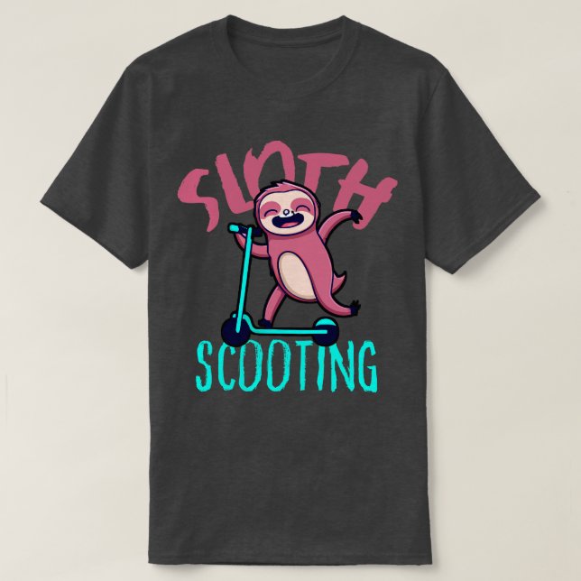 Funny EScooter Cute Kawaii Sloth Driving Scooter T-Shirt (Design Front)