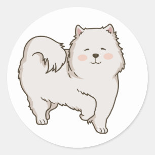 Funny Eskie Puppy Cartoon Dog Mum American Eskimo Classic Round Sticker