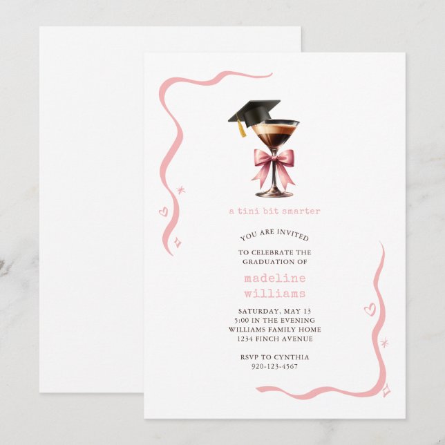 Funny Espresso Martini Graduation Party Invitation (Front/Back)
