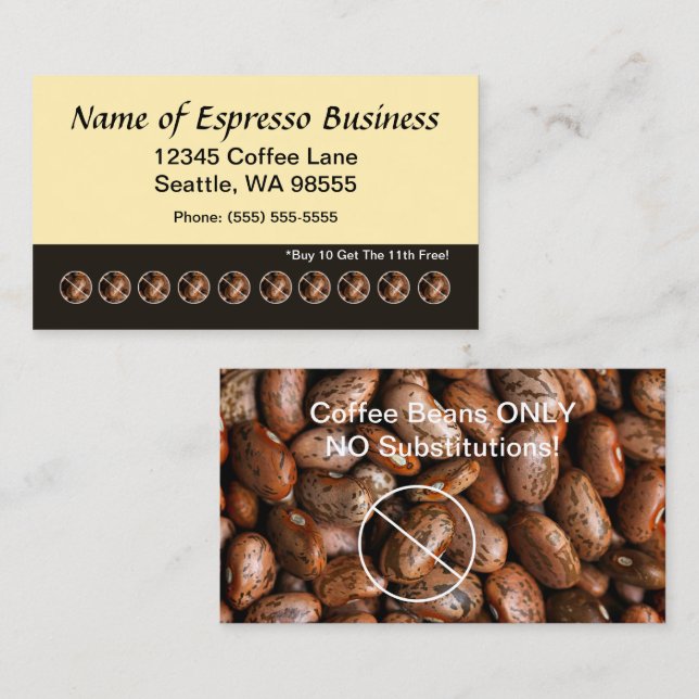 Funny Espresso Punch Card Coffee Beans (Front/Back)