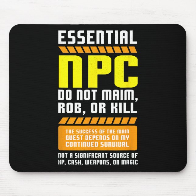 Funny Essential Npc Gamer And Gaming Non Player Ch Mouse Pad (Front)
