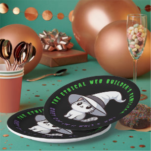 Funny Ethical Web Builder's Familiar White Hat Cat Paper Plate