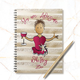 Funny Ethnic Female Cartoon Glamourous Glitter Notebook
