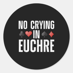 Funny Euchre Design For Men Women Card Game Euchre Classic Round Sticker