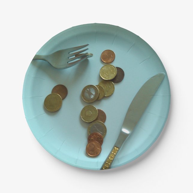 Funny Europe Money Party Paper Plates, Euro Coins Paper Plate (Front)