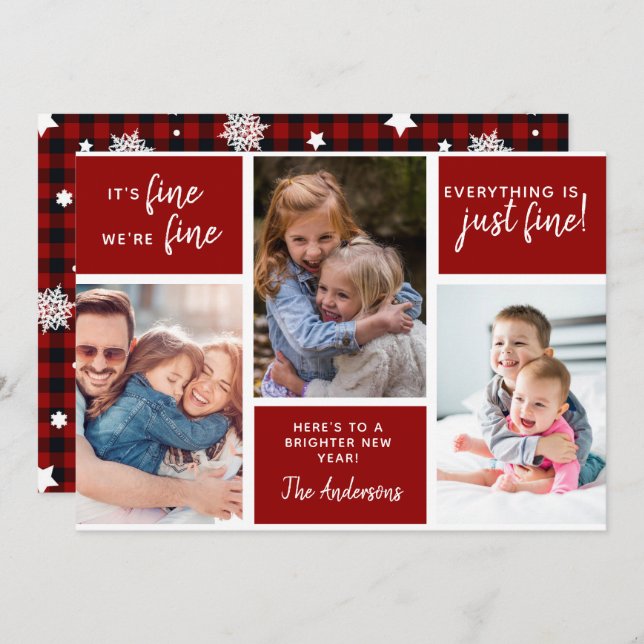 Funny Everything is Fine Photo Holiday Card (Front/Back)