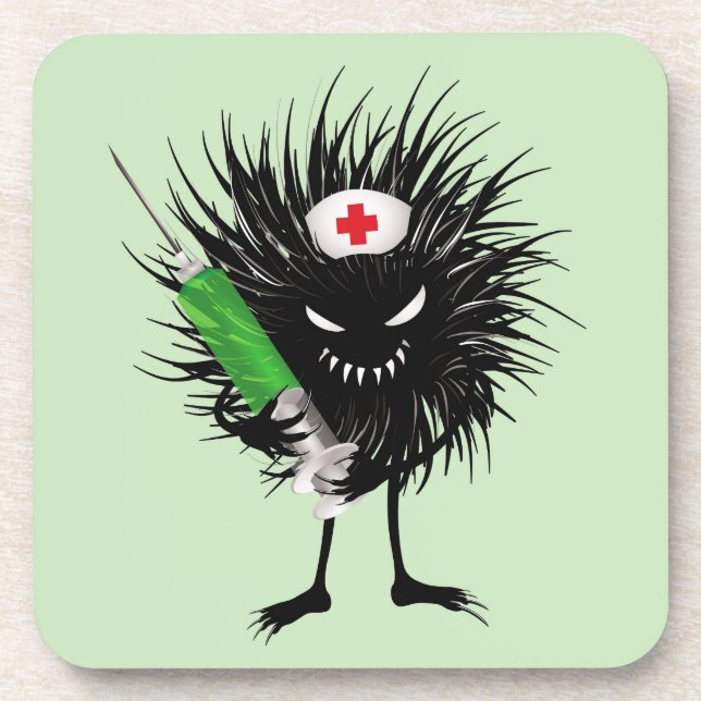 Funny Evil Bug Nurse With Syringe Coaster (Front)
