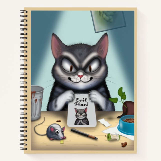 Funny Evil Cat Plan Notebook (Front)