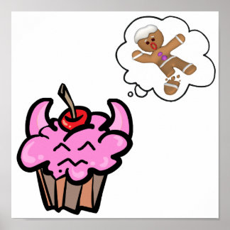 Funny Evil Cookie Killer Cupcake Poster