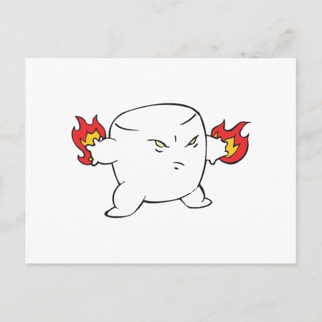 funny evil roasted marshmallow postcard (Front)