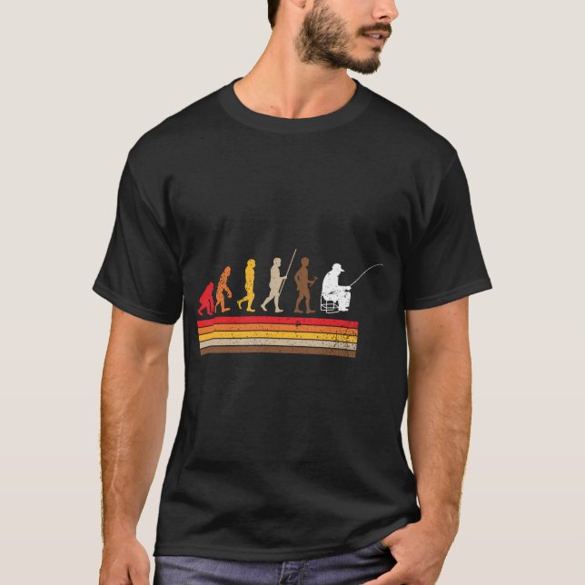 Funny Evolution Of Man Fishing Retro Fisherman - T-Shirt (Front)