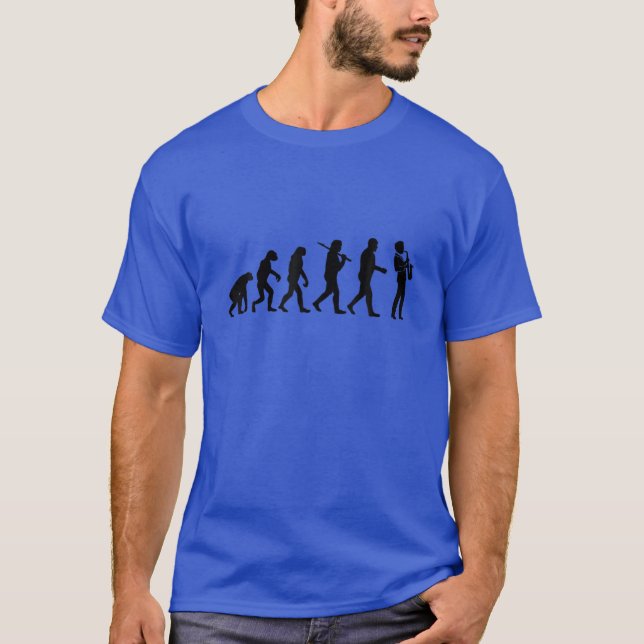 Funny Evolution Of Man - Musician Saxophone T-Shirt (Front)