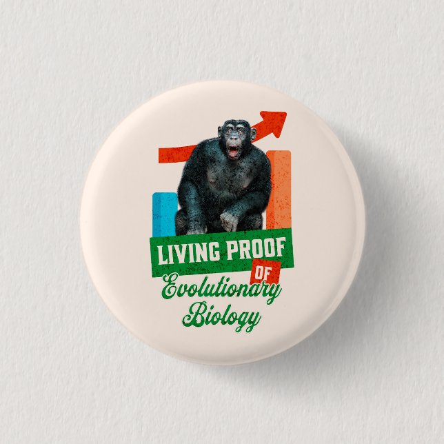 Funny Evolutionary Biology Chimp Humour 3 Cm Round Badge (Front)