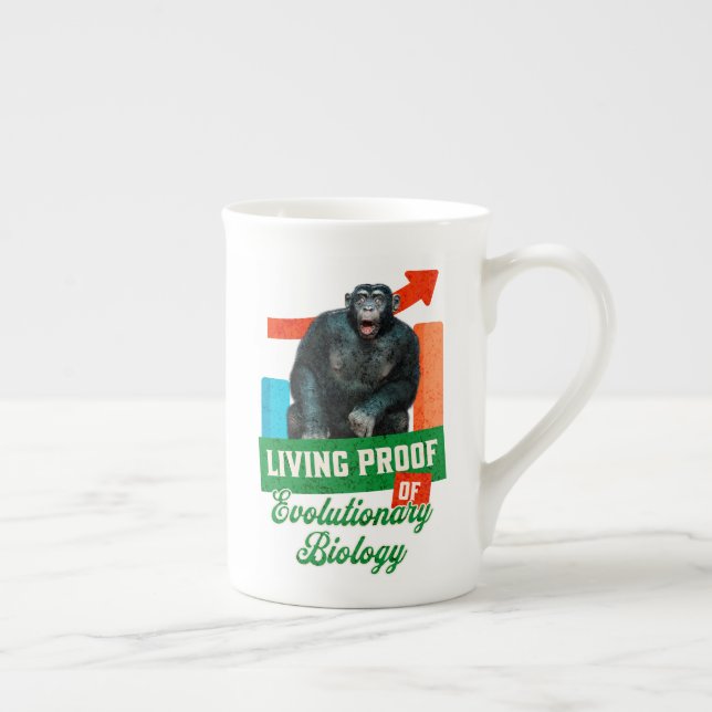 Funny Evolutionary Biology Chimp Humour Bone China Mug (Right)