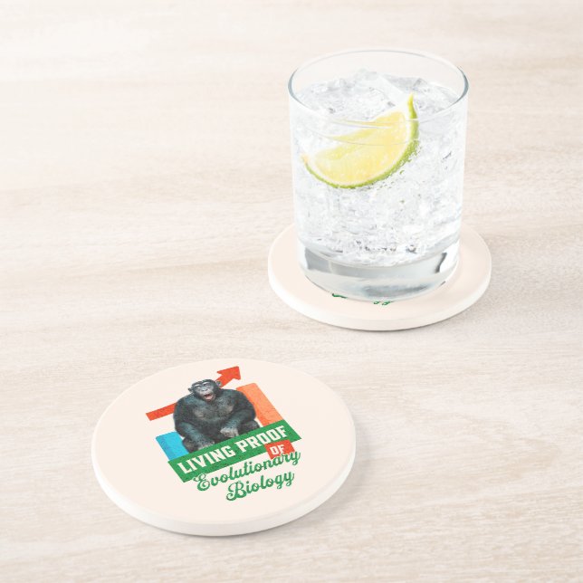 Funny Evolutionary Biology Chimp Humour Coaster (Side)