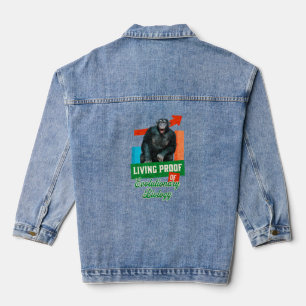 Funny Evolutionary Biology Chimp Humour Denim Jacket