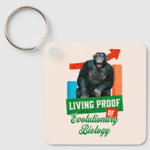 Funny Evolutionary Biology Chimp Humour Key Ring