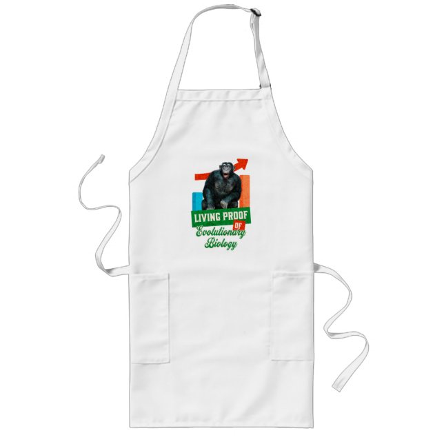 Funny Evolutionary Biology Chimp Humour Long Apron (Front)