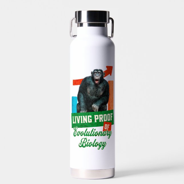Funny Evolutionary Biology Chimp Humour Water Bottle (Front)