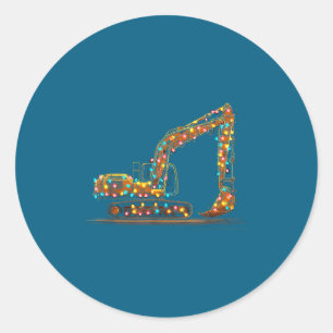 Funny Excavator Christmas Graphics Lights Lover  Classic Round Sticker