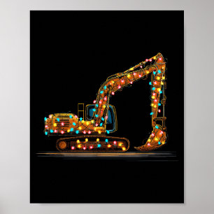 Funny Excavator Christmas Graphics Lights Lover  Poster