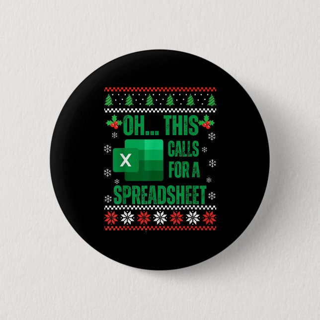 Funny Excel Spreadsheets Christmas Sweater Lover A 6 Cm Round Badge (Front)