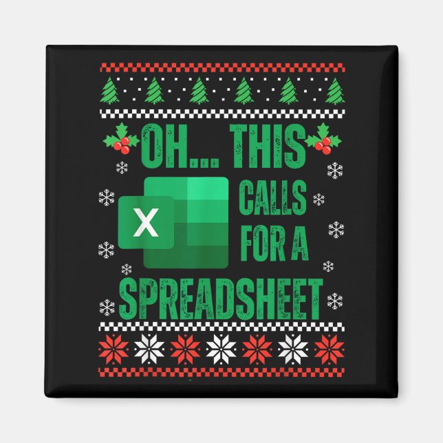Funny Excel Spreadsheets Christmas Sweater Lover A Magnet (Front)