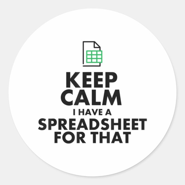 Funny Excel Spreadsheets Lover Gift Classic Round Sticker (Front)