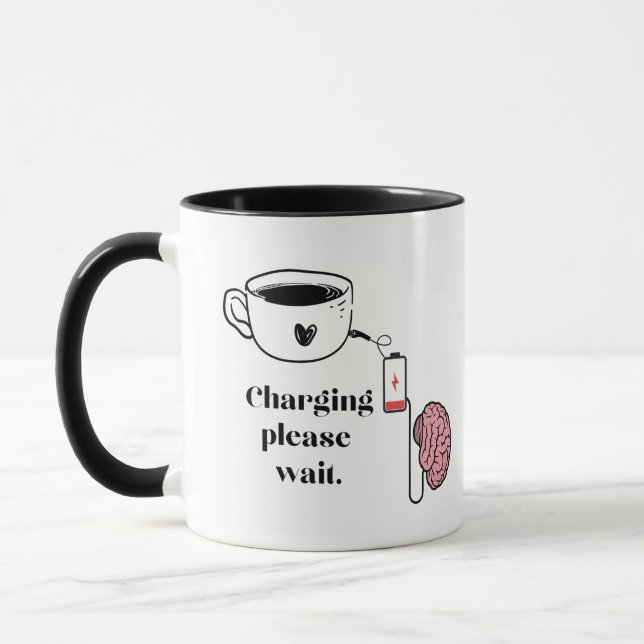 Funny Exhausted Brain Coffee Mug (Left)