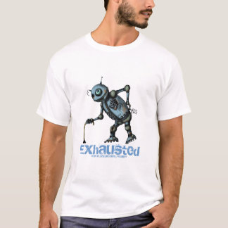 Funny exhausted old robot t-shirt design