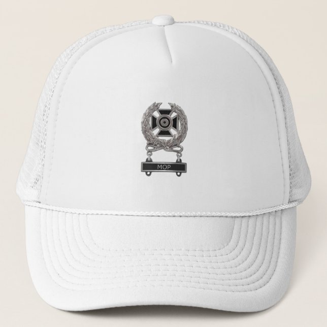 Funny Expert at Mop Medal Trucker Hat (Front)
