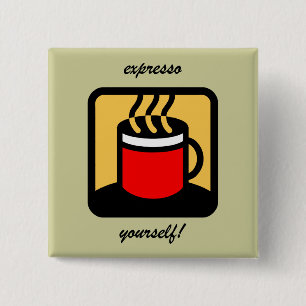 Funny expresso coffee 15 cm square badge