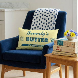 Funny Extra Salty Stick of Butter Personalized Lumbar Cushion