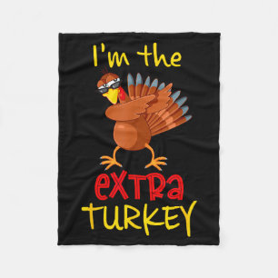 Funny Extra Turkey Matching Family Group Thanksgiv Fleece Blanket