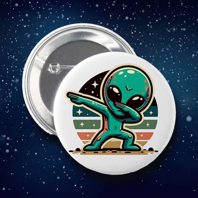 Funny Extraterrestrial Alien Dabbing 6 Cm Round Badge (Creator Uploaded)