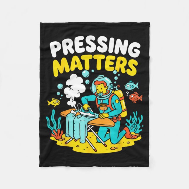 Funny Extreme Ironing Scuba Diver Pressing s Fleece Blanket (Front)